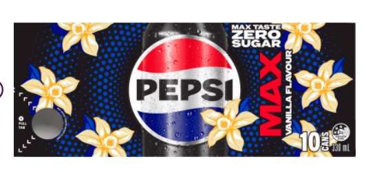 Pepsi Max Vanilla Flavour Soft Drink Cans 10 x 330ml