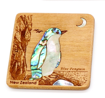 Wood Fridge Magnet - Blue Penguin - QWood Studio