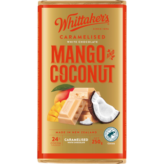 Whittaker's Mango & Coconut 24% Cocoa Caramelized Whit Chocolate Block 250g