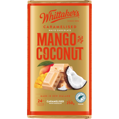 Whittaker's Mango & Coconut 24% Cocoa Caramelized Whit Chocolate Block 250g