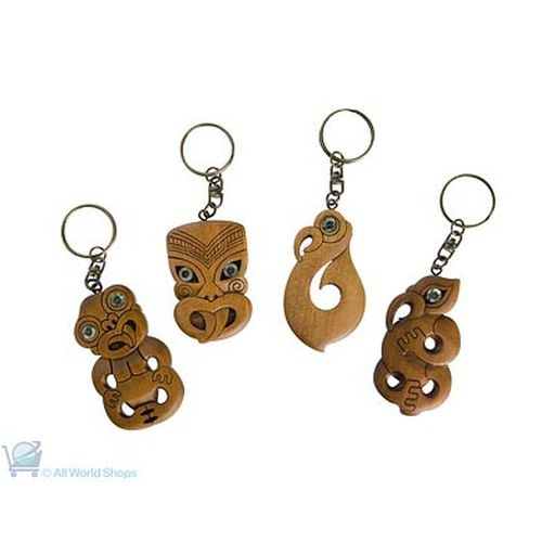 Carved Wood Keychain - Maori Symbols - Aeon Giftware