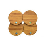 Rimu Wooden Coaster Set - Paua Kiwi Design - Aeon Giftware
