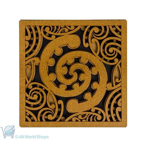 Maori Pattern Tile Art - Wooden Art Piece - Toru - Aeon Giftware