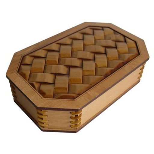 Wooden Trinket or Jewelry Box - Woven Flax Pattern - Aeon Giftware