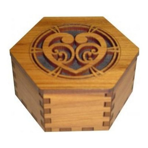 Wooden Hexagonal Box - Heart - Aeon Giftware