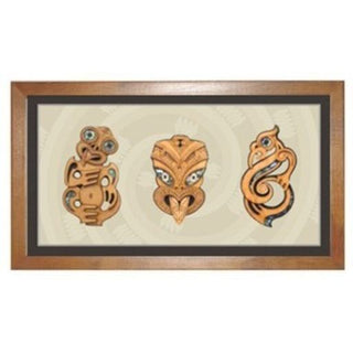 Triple Landscape - Tiki/Wheku/Manaia Paua Inlay - Aeon Giftware