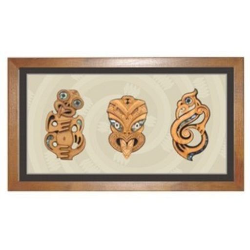 Triple Landscape - Tiki/Wheku/Manaia Paua Inlay - Aeon Giftware