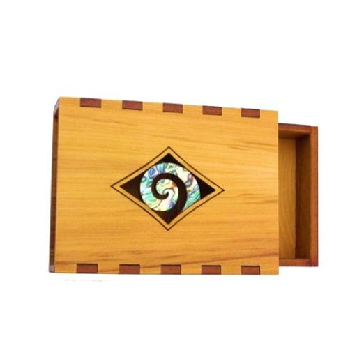 Wooden Business Card Box - Paua Koru Design - Aeon Giftware