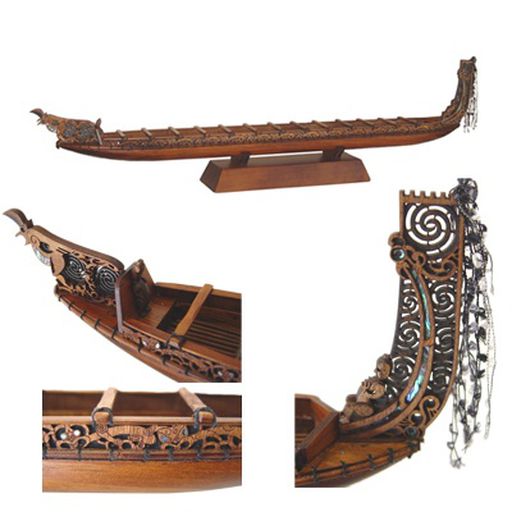 Maori War Canoe Wooden Model - Large - Aeon Giftware