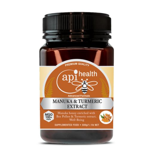 Manuka Honey MGO100+, Turmeric Extract & Bee Pollen - Api Health -  500g