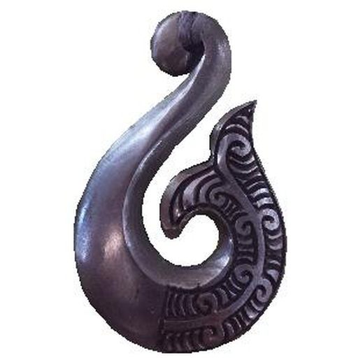 Fish Hook Maori Design Bone Pendant - Dale Borland