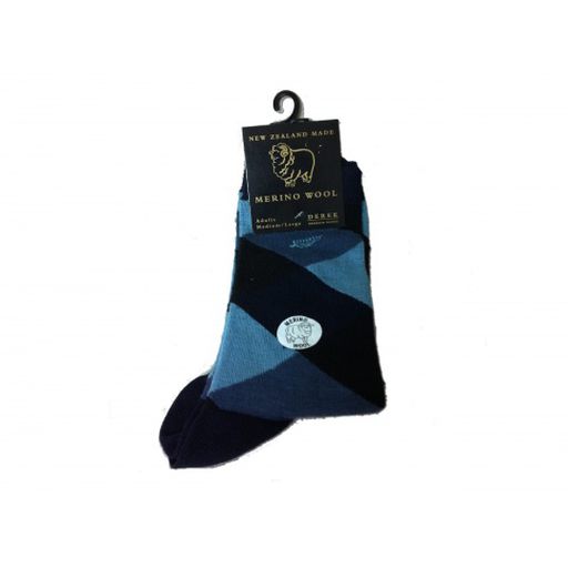 Merino Wool Square NZ Fern Socks Blue M-L - The Derek Corporation