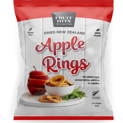 Dried NZ Apple Rings - Fruit Hitz - 100g