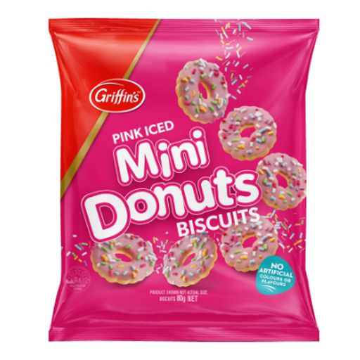 Pink Iced Mini Donuts Biscuits - Griffin's - 80g