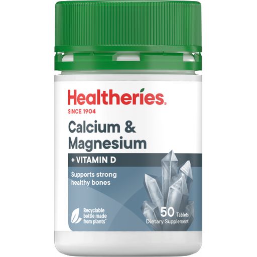 Calcium & Magnesium + Vitamin D 1000mg - Healtheries - 50 Tablets