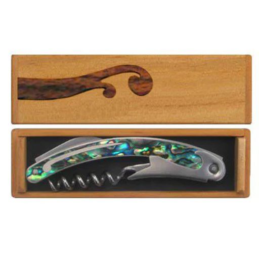 Corkscrew - Stainless Steel and Paua In RImu Gift Box