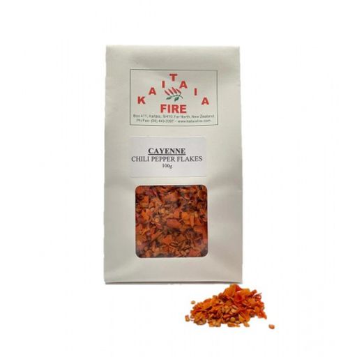 Dried Organic Cayenne Chili Peppers Flakes - Kaitaia Fire - 100g