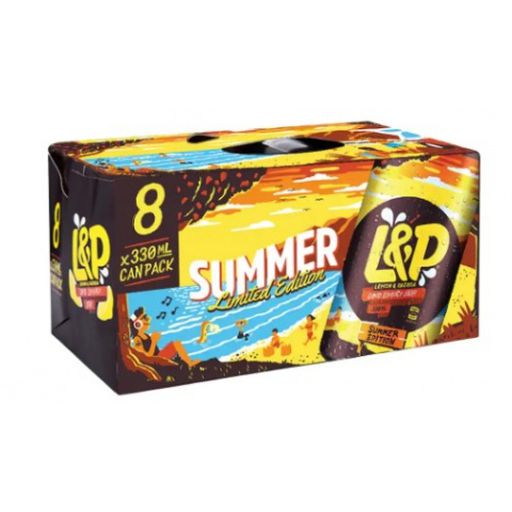 L&P Soft Drink - Lemon and Paeroa - 8 x 330ml Cans