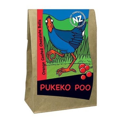 Pukeko Poo Novelty Orange Coated Chocolate Balls - Parrs - 110g