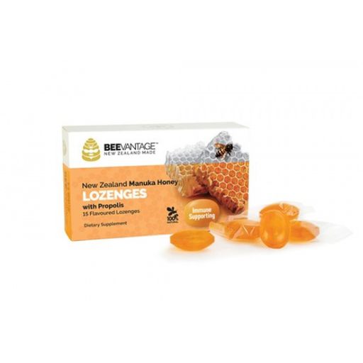 Throat Lozenges Manuka Honey & Propolis 15 Lozenges - BeeVantage - Parrs