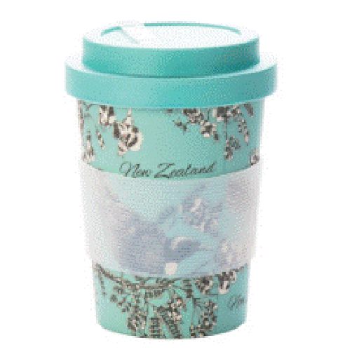 Coffee Cup Bamboo Birds Pastel Blue - Parrs - 350ml