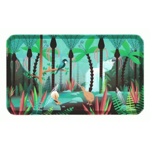 Melamine Tray Large NZ Scene Birds & Bush - Parrs