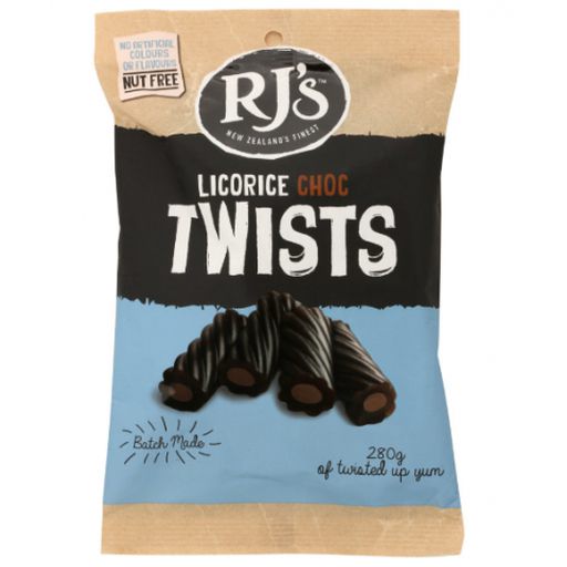 Licorice Chocolate Twists - RJ's - 280g