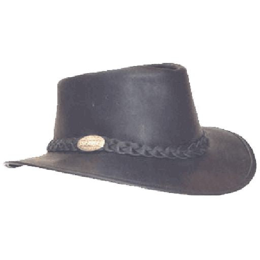 Black Leather Hat With Plait - Selke Enterprises