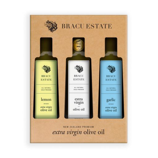 Server Extra Virgin Olive Oil Set - Plain/Garlic/Lemon - Bracu Estate - Set of 3