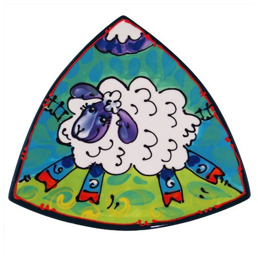Large Triangle Plate - Sheep - Splashy