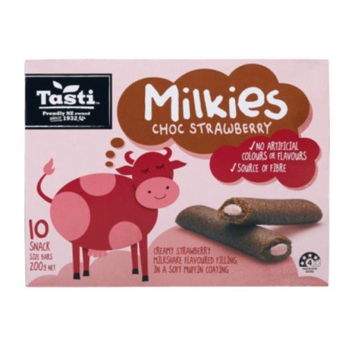 Milkies Chocolate Strawberry Muffin Bar Pack Of 10 - Tasti - 200g 