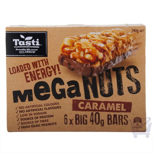 Caramel Mega Nuts Bar Pack Of 6 - Tasti - 240g 